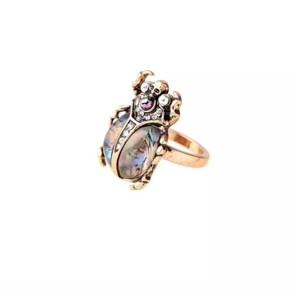 New Abalone Shell Beetle Scarab Skull Brass Ring. - Picture 5 of 7